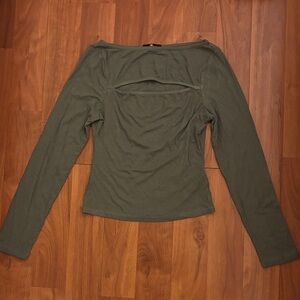 7 For All Mankind Olive Long Sleeve Top